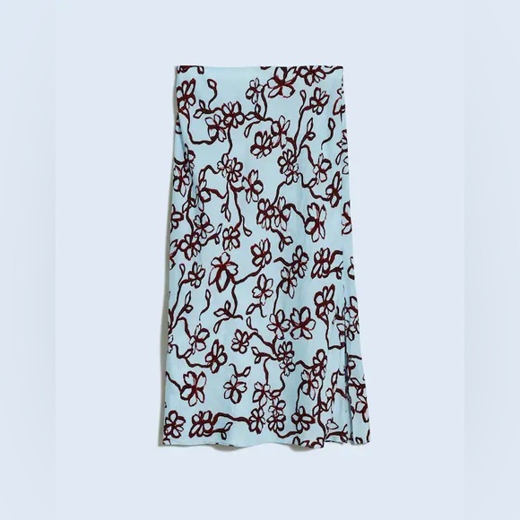 NWT Madewell The Layton Midi Slip Skirt - Blue and Pink Floral - Size 0 - Picture 8 of 9